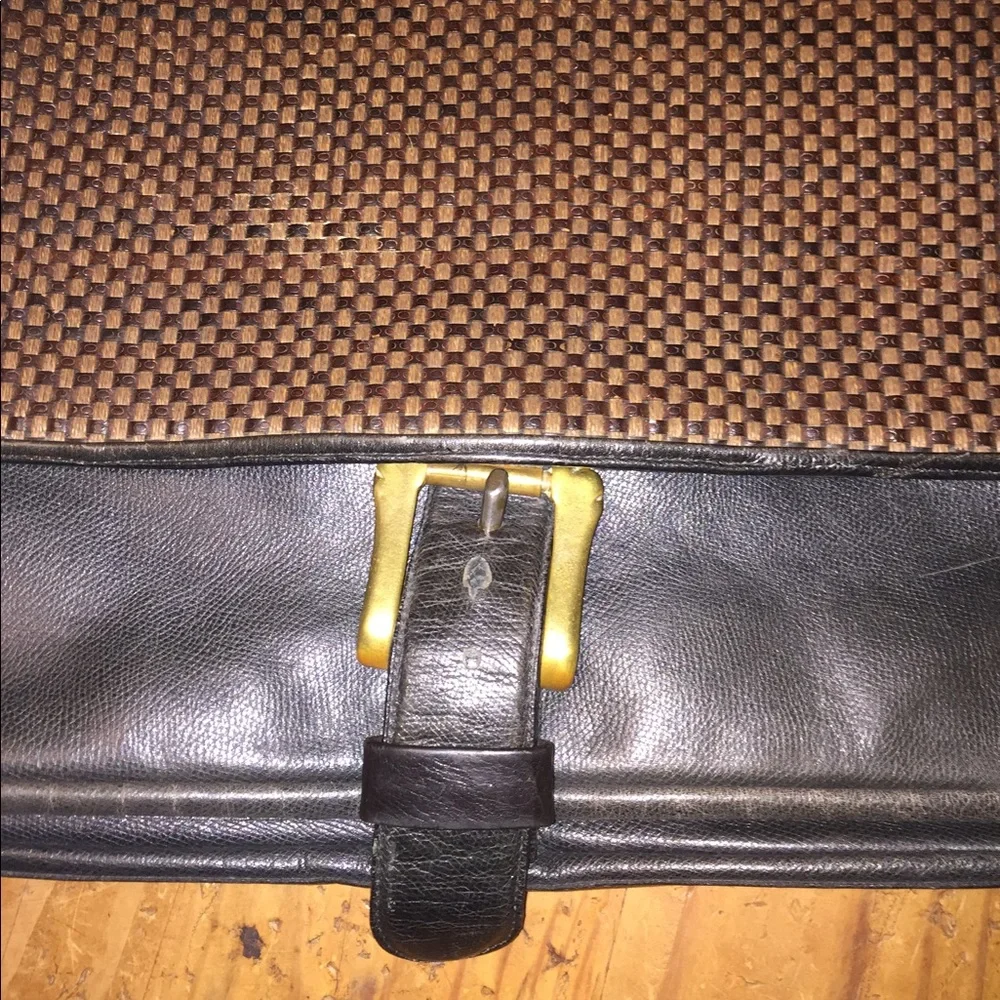 RARE Gorgeous XL black leather w/ woven front large briefcase flawless condition
